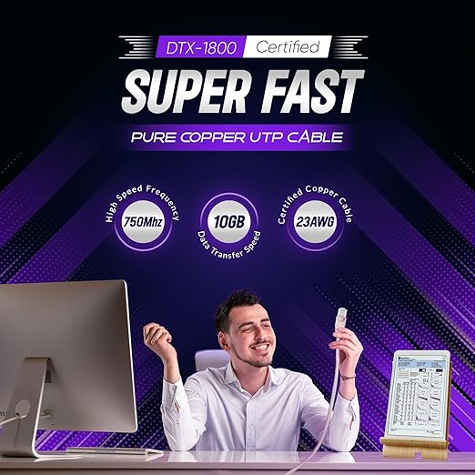 Newyork Cables | Cat6A Plenum (CMP) Cable 1000ft, 750MHz, PoE++ (4PPoE) | 100% Solid Pure Copper 10GB High Speed Ethernet Cable | 23AWG 4 Pair (UTP) Solid Conductors Available in 7 Colors (White)