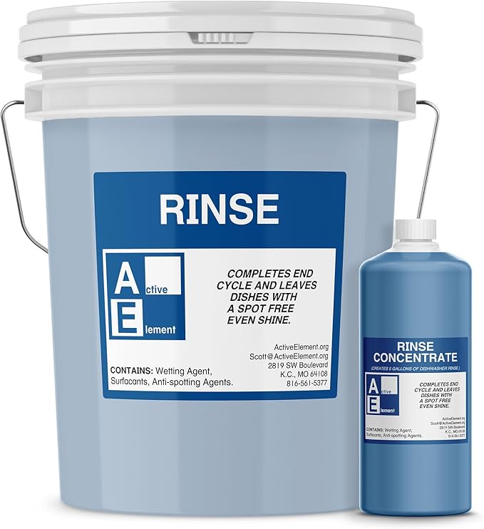 Commercial Dishwasher Rinse - Makes One 5-gallon pail - For High Temperature and Low Temp Dishwasher Machine - Commercial Strength