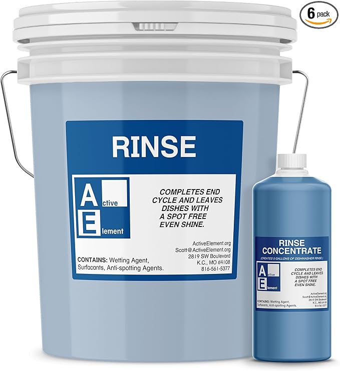 Commercial Dishwasher Rinse - Makes six 5-Gallon Pail - for High Temperature and Low Temp Dishwasher Machine - Commercial Strength
