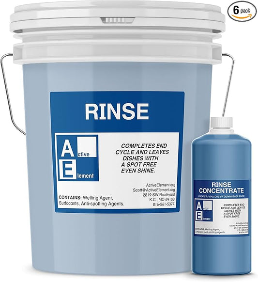 Commercial Dishwasher Rinse - Makes six 5-Gallon Pail - for High Temperature and Low Temp Dishwasher Machine - Commercial Strength