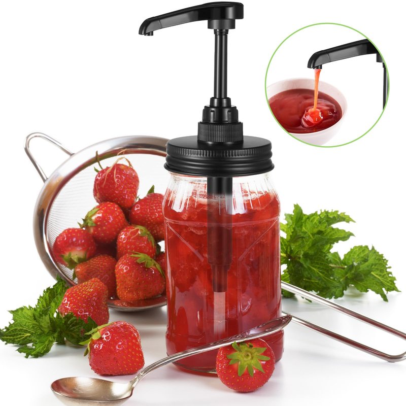 6 Packs Mason Jar Pump Lid for Regular Mouth Jars, Leak-Proof 2.8 Inch Mason Jar Soap Dispenser Pump Lid for Honey, Syrup, Liquid Condiments, Ketchup, Coffee and More