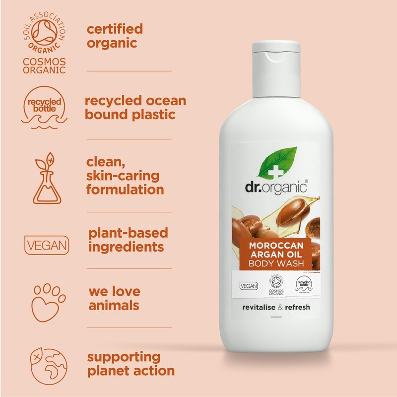 dr.organic argan body wash bagno doccia detergente corpo 250 ml by Dr. Organic
