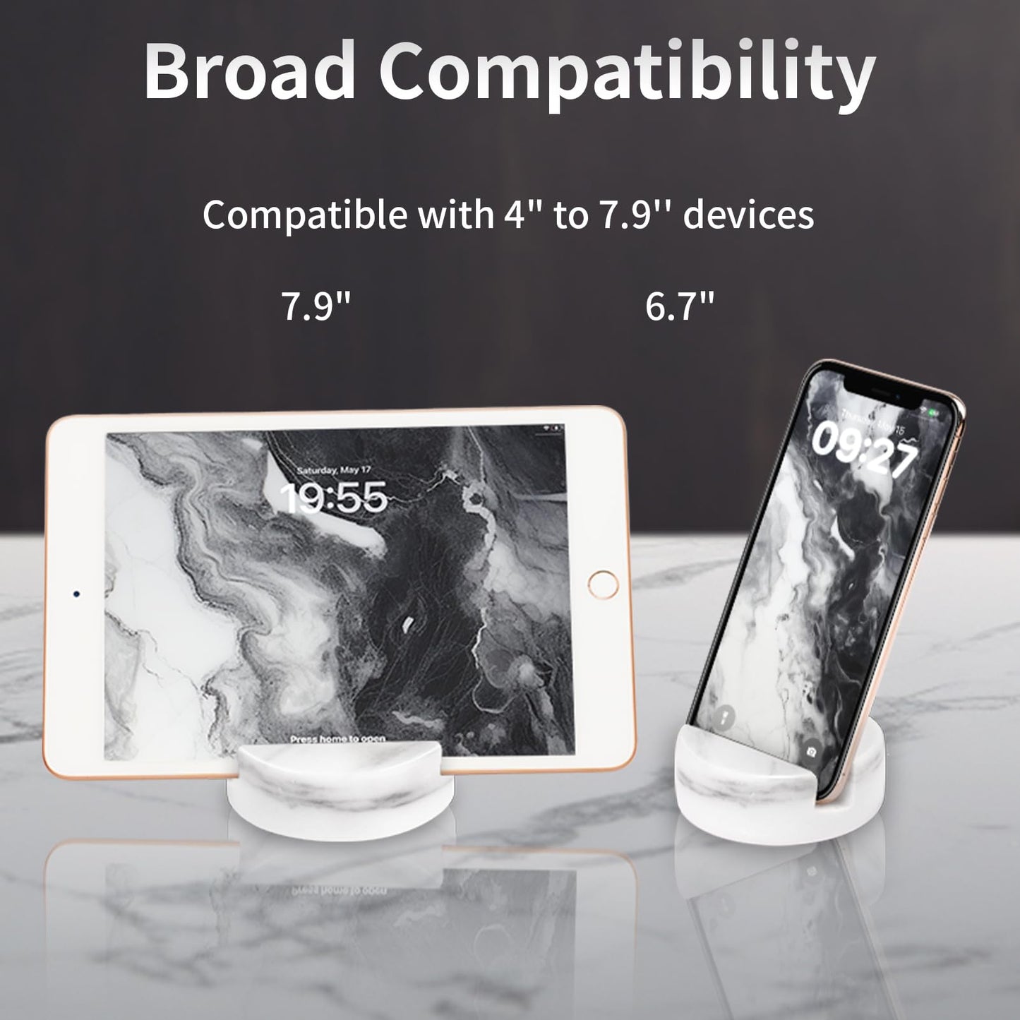 ZJL Marble Phone Stand for Desk - Cell Phone Holder for Nightstand Office Decor Telephone Boho White Marble Kitchen Accessories
