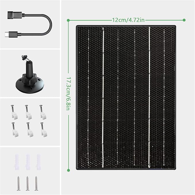 Zivif 4W Camera Solar Panel, USB/Type-C Solar Charger with Rechargeable Battery Powered Camera, 9.8ft Cable, Waterproof, Adjustable Mount (2 Pack)