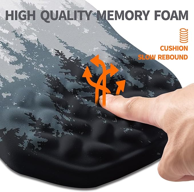 Armanza Ergonomic Slope Mouse Pad Wrist Support, Wrist Rest Mousepad for Carpal Tunnel Pain Relief with Massage Bulge and Slow Rebound Memory Foam (12x8 inch, Forest)