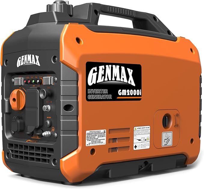 GENMAX Portable Generator, 2000W Ultra Quiet Gas Engine, EPA Compliant, Eco Mode Function, Ultra Light, Suitable for Backup Home and Camping(GM2000i)