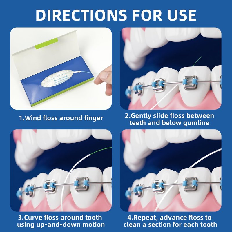 RioRand 3-in-1 Orthodontic Floss Threaders for Braces, Bridges & Implants - Pre-Cut Strands with Stiffened End & Spongy Expanding Floss, PFAS-Free 160 Count (Pack of 2)