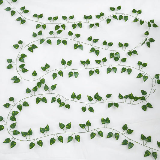 Suddus Artificial Pothos Leaves - 33 Feet Greenery Hanging Garland for Home, Office & Wedding Decor