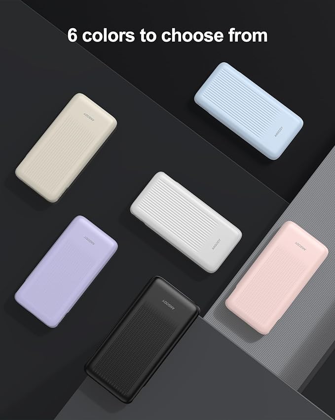 Ansody 2-Pack 10000mAh Power Bank Fast Charging, 22.5W Compact USB C Portable Charger with 2 Outputs & 2 Inputs, LED Display Battery Pack Compatible with iPhone Samsung iPad Tablets, Blue & Pink