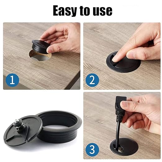 TuTuYa 6PCS Desk Grommet, Desk Cable Grommet 3-1/6 Inch (80 mm) White Desk Cable Hole Cover with Hole Saw, Cable Pass Through, Ideal Solution for Office and Home Table Cable (White, 3-1/6 Inch)