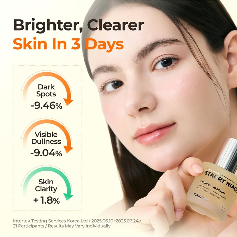 SINSURU 15% Niacinamide + Alpha Albutin + Banana PDRN Starry Niacin 15 Correcting Serum – Potent Brightening Serum for Uneven Tone & Dark Spots, Fragrance-Free | Korean Skincare (1.01 fl.oz / 30ml)