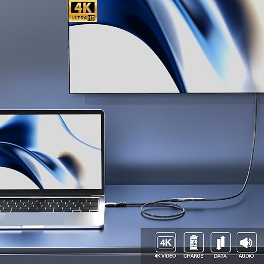 HOTUTUKI USB-C Extension Cable 6.6ft, 20Gbps Data Transfer, 4K@60Hz, 240W Charging, Male to Female Compatible with Cell Phone Cord Extension
