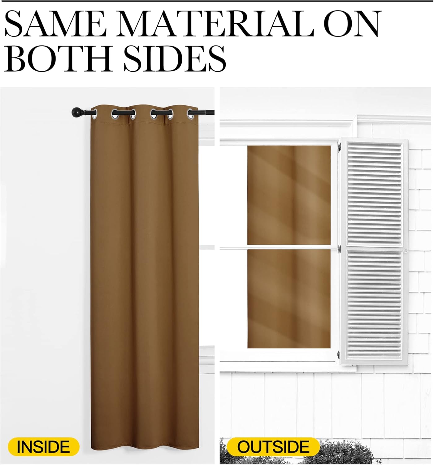 NICETOWN Blackout Curtains - Noise Reducing & Draft Blocking | 86-Inch Length, 2 Panels in Gold Brown