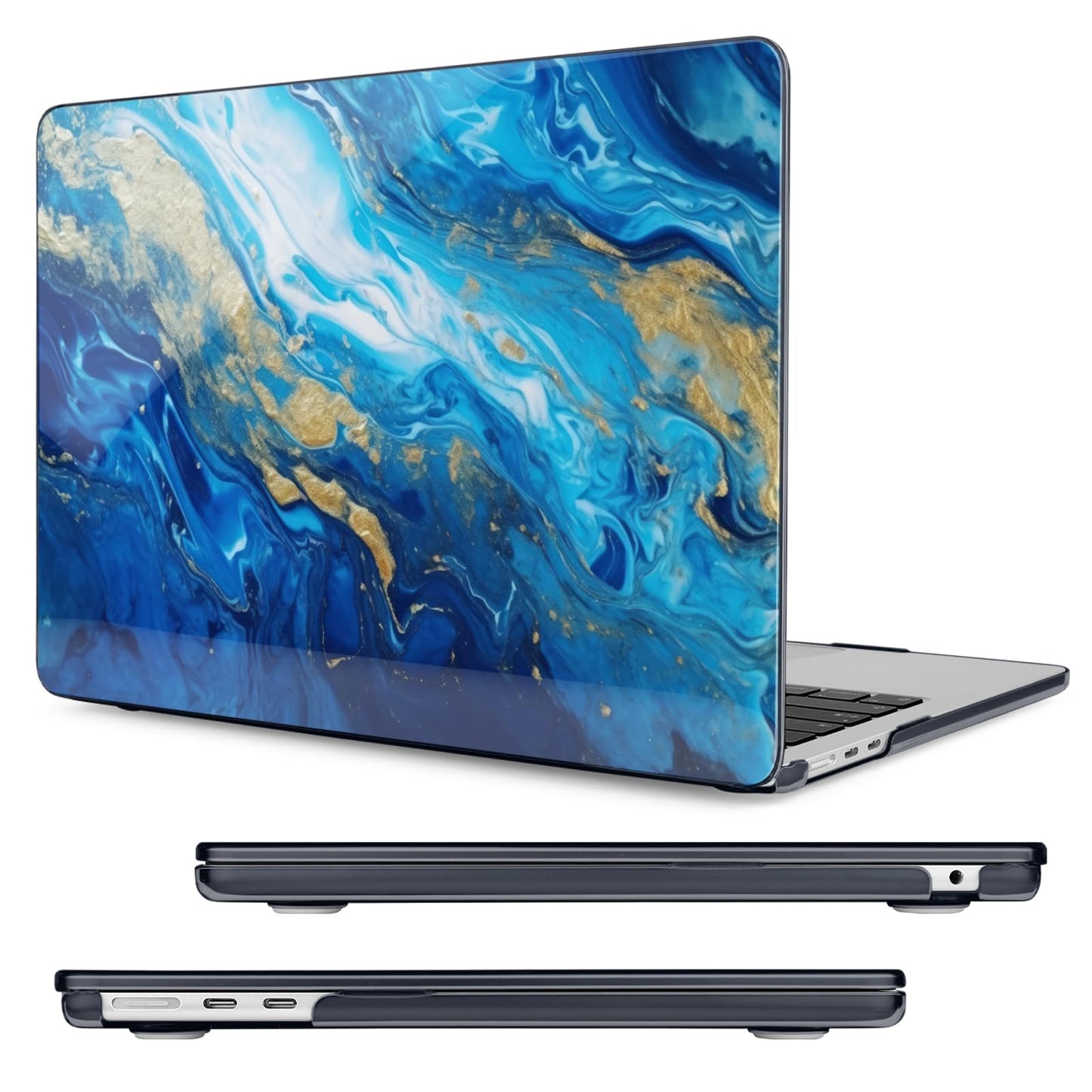 MecBevia Compatible with 2026 M5 MacBook Air 13 inch Case 2026 2025 2024-2022 M5 A3449 M4 A3240 M3 A3113 M2 A2681, Keyboard Cover, Screen Protector, Webcam Cover & Type-C OTG, Oceans