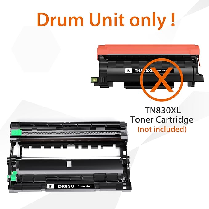 Jeostarky Compatible DR830 Drum Unit (NOT Toner) Replacement for Brother DR830 DR-830 Drum use with HL-L2460DW HL-L2405W HL-L2400D HL-L2480DW MFC-L2820DW MFC-L2820DW XL DCP-L2640DW Printer (2 Pack)