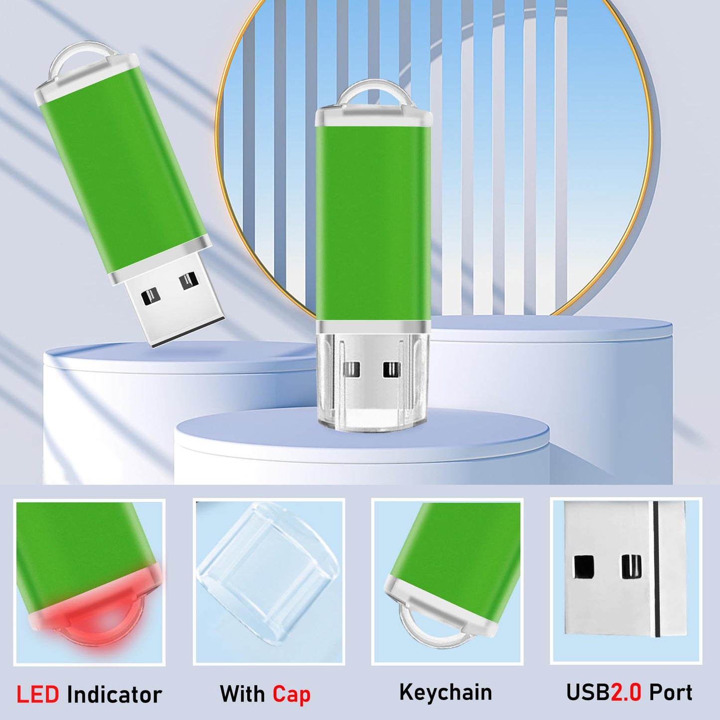 2GB USB Flash Drives 50 Pack Nicepicten Bulk USB 2.0 Thumb Drive 2GB FAT32 Flash Drive Memory Stick Bulk USB Jump Drives Pack, Green