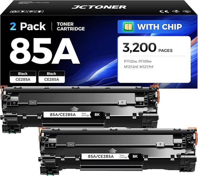 JCTONER 85A Black Toner Cartridge 2-Pack with chip High Yield Compatible with CE285A Toner Cartridge