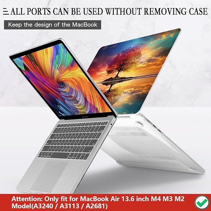 CISSOOK Compatible with MacBook Air 13.6 inch Case 2026 2025 2024 2023 2022 Release A3449 A3240 A3113 A2681, Protective Hard Shell Case Cover for MacBook Air 13 inch M2 M3 M4 M5, Tree Landscape