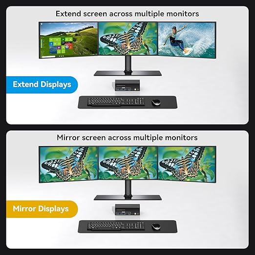 ATLAHET 2 PC Share 4 USB 3.0 8K Displayport KVM Switch 3 Monitors 2 Computers 4K 120Hz DP