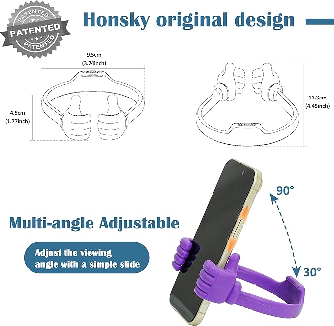 Honsky Cell Phone Stand Holder 2-Pack,Thumbs Up Lazy Phone Stand,Universal Adjustable Flexible Dock for All Phones,Perfect Valentine's Day Gifts for Him/Her,Gifts for Couples,Dark Green/Light Yellow
