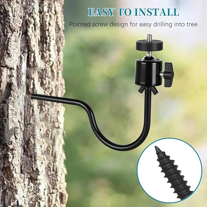 Axmorety 3 Pcs Trail Camera Tree Mount,1/4 in Screw,360° Adjustable Screw Security Cam Mount for Game Cameras, Solar Panels, etc, Easy to Install & Heavy Duty