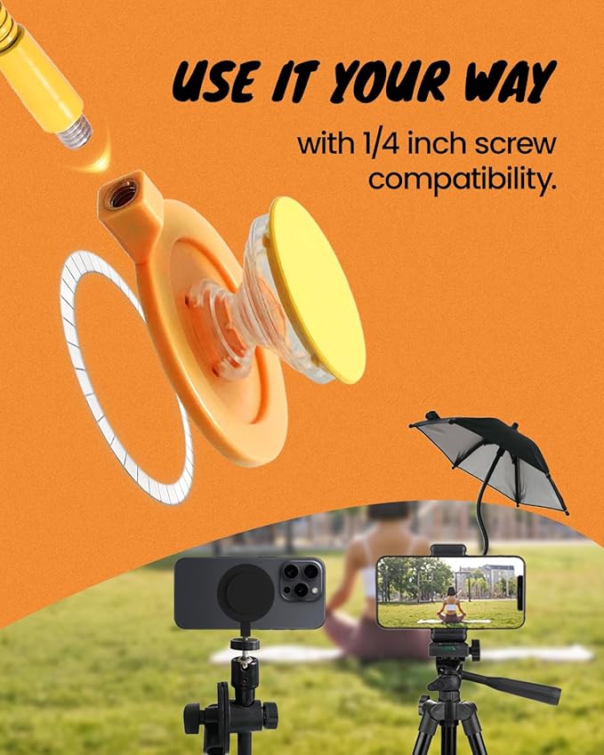 On The Grip 3 in 1 Magnetic Umbrella Sunshade Collapsible Expandable Phone Grip & Stand - Elegant Magsafe Compatible Phone Holder for Secure Grip and Hands-Free Viewing (Sky Blue)