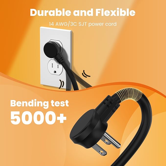 Metal 12 Outlet Mountable Power Strip, 2100J Surge Protector with Heavy Duty 6ft Extension Cord, Wide Spaced and Wall Mount Metal Powerstrip for Garage, Desk, Industrial, Shop and Indoor (6ft)