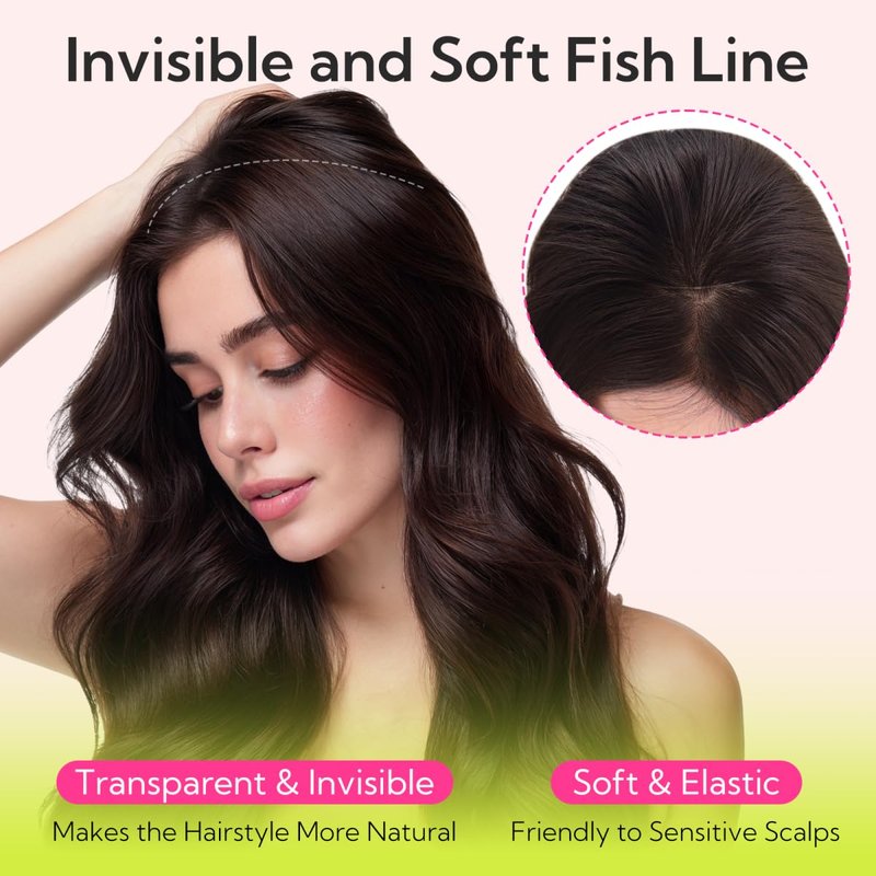 HOTBANANA Wire Hair Extensions, 12 inch 70g Walnut Brown to Ash Brown and Bleach Blonde Fish Line Extensions Remy Real Human Hair Straight Invisible Soft Skin Wire Weft Silky for Women