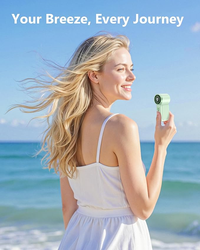 AGEYOU Portable Handheld Mini Fan, 6 Gear Wind, Hand Small Travel Personal Held Fans, Rechargeable Turbo Fan, Gifts for Women Men, for Camping Vacation Outdoor (green)