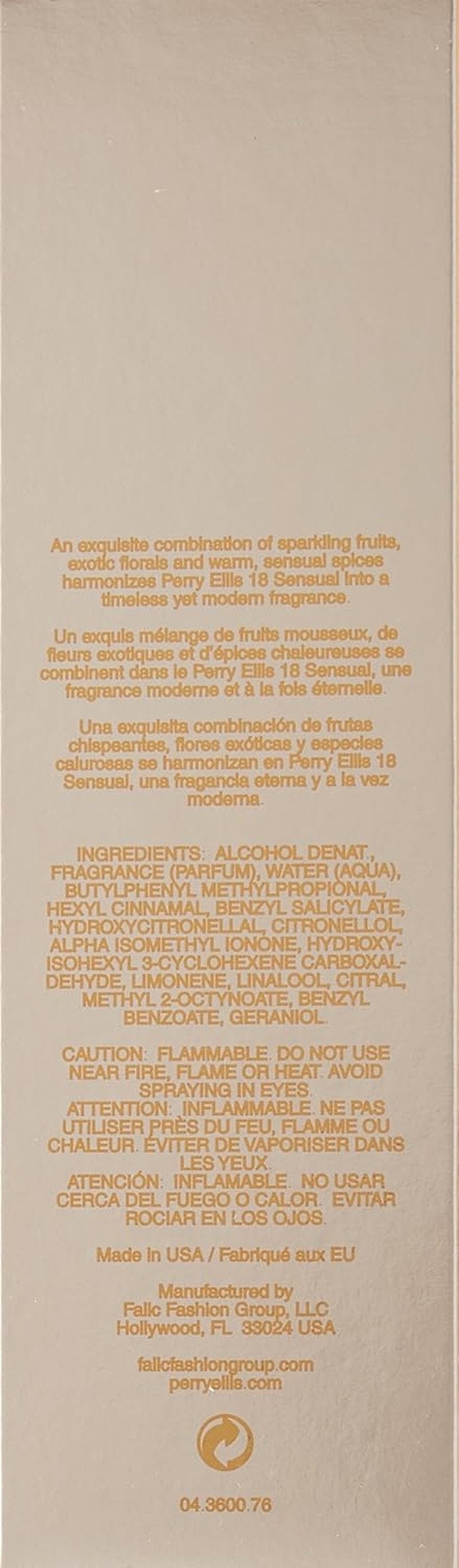Perry Ellis 18 Sensual Eau De Parfum Spray for Women - 3.4 Oz | Elegant Fragrance