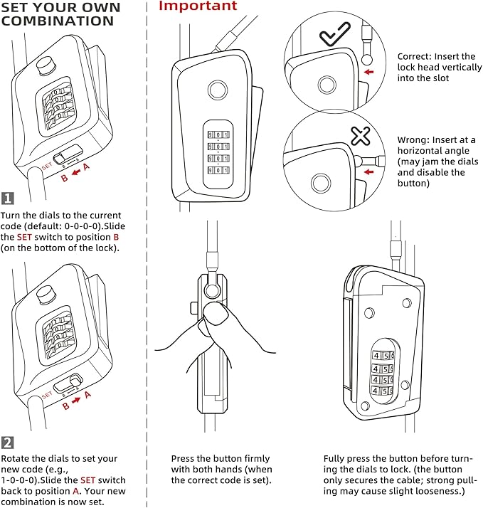 UP Security 6ft Python Cable Lock for Bike, Bicycle, Electric Scooter, Trail Camera, 4 Digit Combination Lock Outdoor Use, Heavy Duty Anti Theft, Retractable Locking Cable for Trail Cam, eBike, Kayak