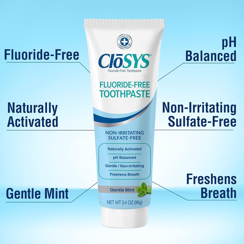 CloSYS Fluoride Free Toothpaste, 3.4 Ounce, Travel Size, Gentle Mint, TSA Compliant, Whitening, Enamel Protection, Sulfate Free (Pack of 3)