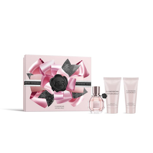 Viktor&Rolf - Flowerbomb Eau de Parfum - Women's Perfume Set - Floral & Woody - With Notes of Rose, Peony & Patchouli - Perfume, 1 Fl Oz, Body Lotion & Body Cream