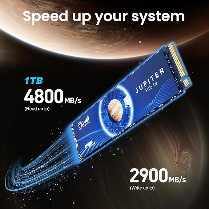 Fikwot FX660 1TB M.2 SSD, PCIe Gen 4x4 Dynamic SLC Cache - Speeds up to 4800MB/s M.2 2280 NVMe Internal SSD, Upgrade Storage for PC Computer, Laptop and PS5