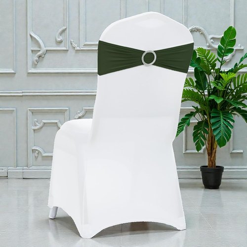 MDS Spandex Chair Sashes - Universal Fit Elastic Stretch Bands with Buckle for Weddings | Olive Green - Pack of 250