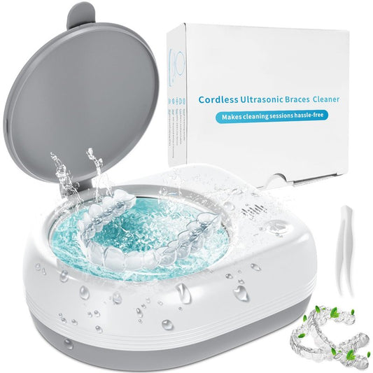 Ultrasonic Retainer Cleaner, Rechargeable Cordless Retainer Cleaner Machine with 50kHz, 2000mAh Battery Portable Charge Once Use 8 Times, Dental Cleaning Pod for Clear Retainer, Traval Use (80ml)