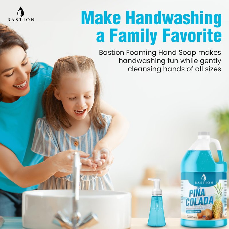 Bastion Antibacterial Hand Soap Refill - Pina Colada Scent, 1 Gallon | Moisturizing Bulk Hand Wash for Home & Office