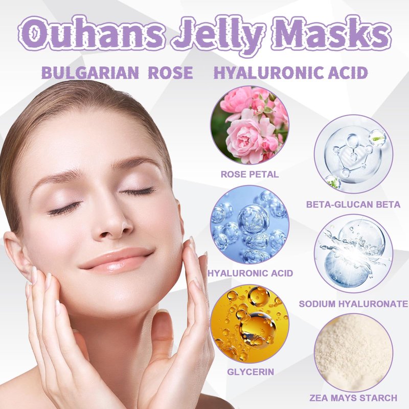 Jelly Mask Set,Hyalorunic Acid Jelly Masks For Facials Professional,Rose Hydro Jelly Face Mask,with Facial Mask Mixing Bowl Set,Headband,Birthday Gifts for Women,Gift Set for Valentine's, Mother's Day