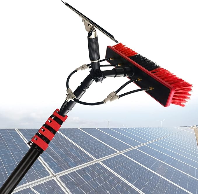 Telescopic Hydrocleaner Cleaning Brush, Multi-Purpose Water Spray Brush for Cleaning Window Solar Panels, 3.6m-10.8m Solar Panel Cleaning Equipment, Roof Cleaning Tools,9m