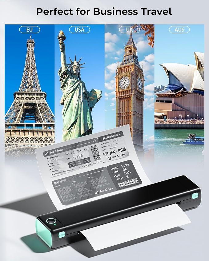 Phomemo Portable Printers Wireless for Travel - Bluetooth Thermal Printer Supports 8.5" X 11" Letter, Inkless Printer Compatible with Phone Laptop for Home Use Car School Office, Come with Carry Case