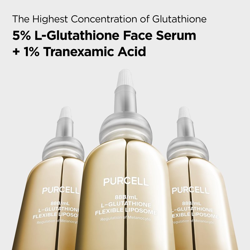 PURCELL Glutathione 5% Face Serum with 1% Niacinamide & 1% Tranexamic Acid – Flexible Liposome Tone up Serum for Anti pigmentation & Hydration (1.85 fl oz / 55 ml)