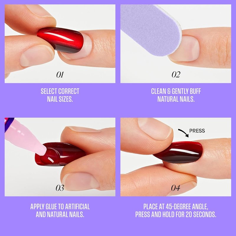 Kiss Core Press On Nails - Euphonious Pink Almond Shape | Short Size, 32 Nails, Glue & Manicure Kit Included