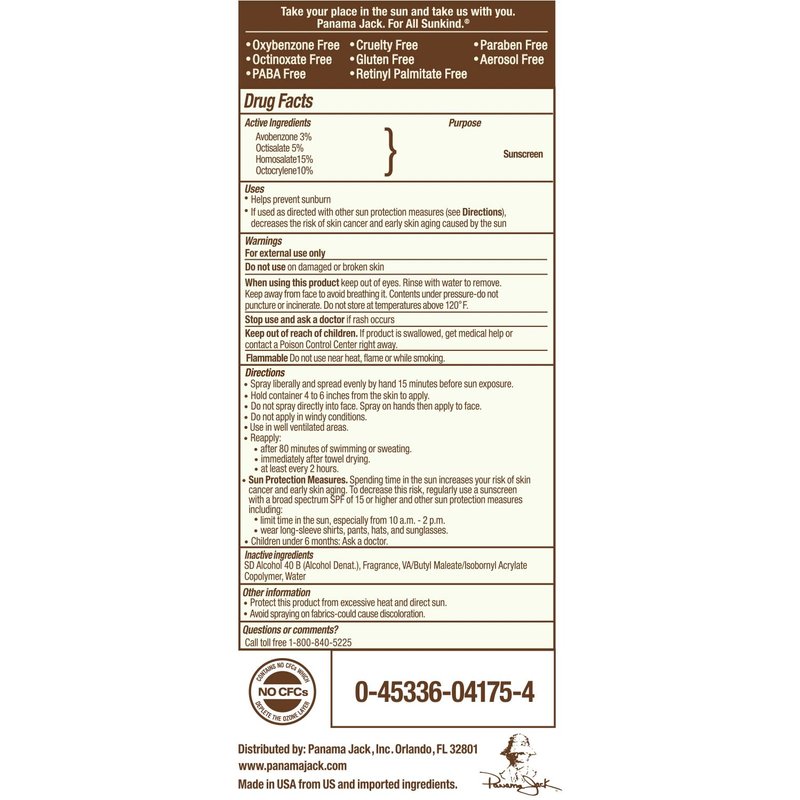 Panama Jack Continuous Spray Sunscreen - SPF 75, Broad Spectrum UVA/UVB Protection, PABA, Paraben, Gluten & Cruelty Free, Water Resistant (80 Minutes), 5.5 OZ (Pack of 2)