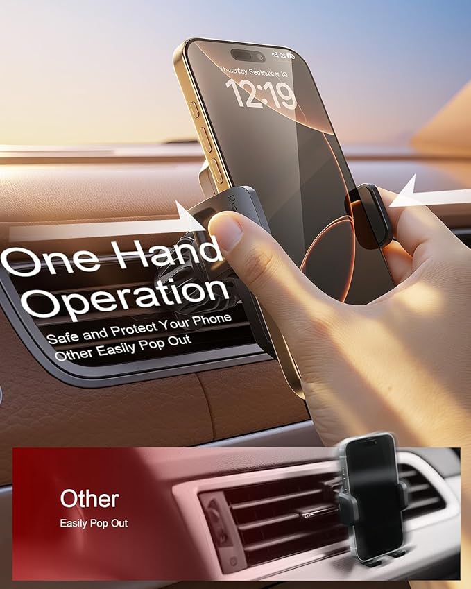 SUPERONE 3-in-1 Car Phone Holder [Strongest Suction Cup & Clip] 360° Adjustable Car Phone Mount for Dash/Vent/Windshield, Phone Holders for Your Car Accessories for iPhone 17/16/15/14 Samsung Android