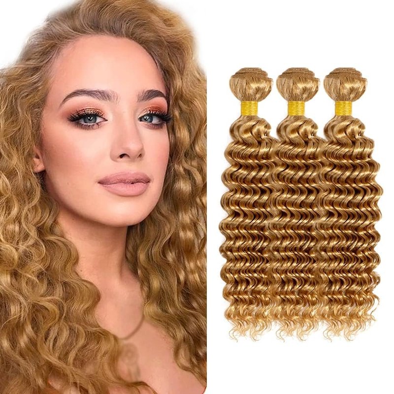 Hydtxc Wet and Wavy Curly Bundles Human Hair 8 10 12 Inch Chocolate Color 4 Water Wave Human Hair Bundles Unprocessed Brazilian Virgin Hair Double Weft Quick Weave for Black Women