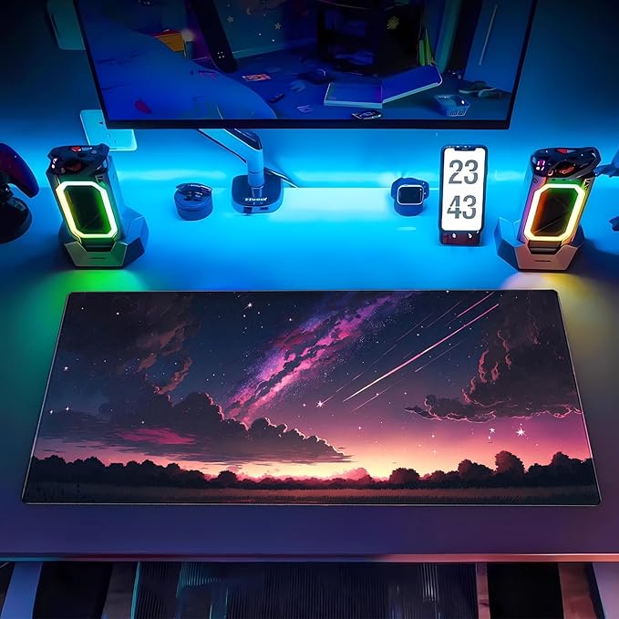 Anime Galaxy Desk Mat, Large Gaming Mouse Pad 31.5x15.7x0.12 in for Gamer