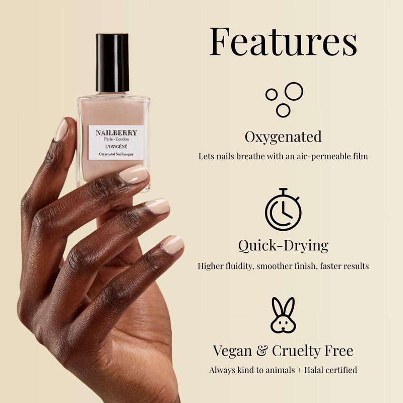 Nailberry L'Oxygéné Oxygenated Nail Lacquer | Tokyo Spring | Light Nude-Lilac Opaque Polish | UV Protected Long-Wear Nail Polish | 12-Free | Vegan & Halal | Cruelty & Gluten Free | 15ml