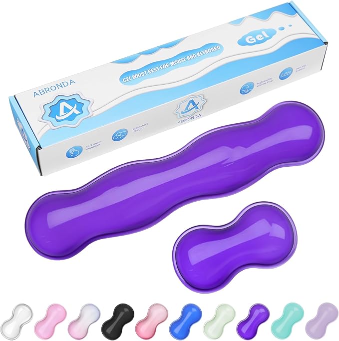 ABRONDA Gel Wrist Rest for Keyboard and Mouse, Wrist Rest for Keyboard, Mouse Wrist Support, Pain Relief, Cool Touch, Non-Skid, Keyboard and Mouse Wrist pad Set