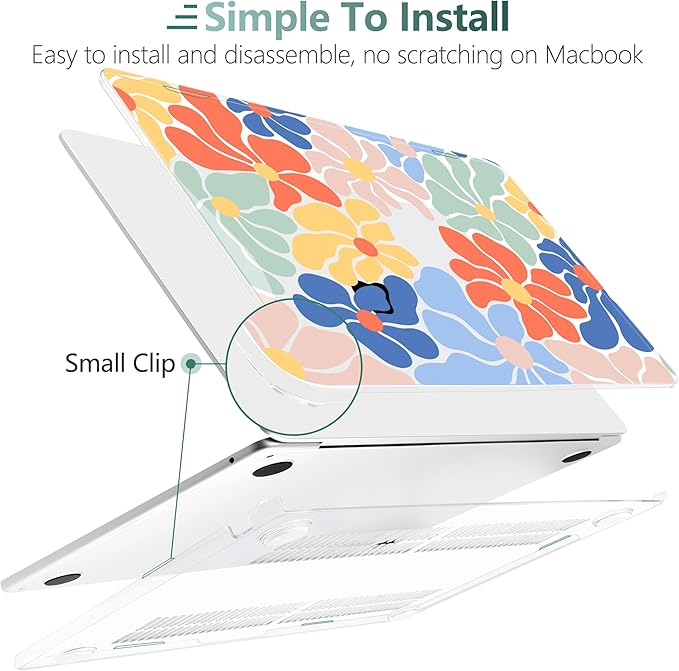 TWOLSKOO for MacBook Air 13 inch Case M5 2026 M4 2025 M3 M2 2024-2022 A3449 A3240 A3113 A2681, Plastic Hard Shell & Keyboard Cover & Type C for MacBook Air 13.6 inch Case, Colorful