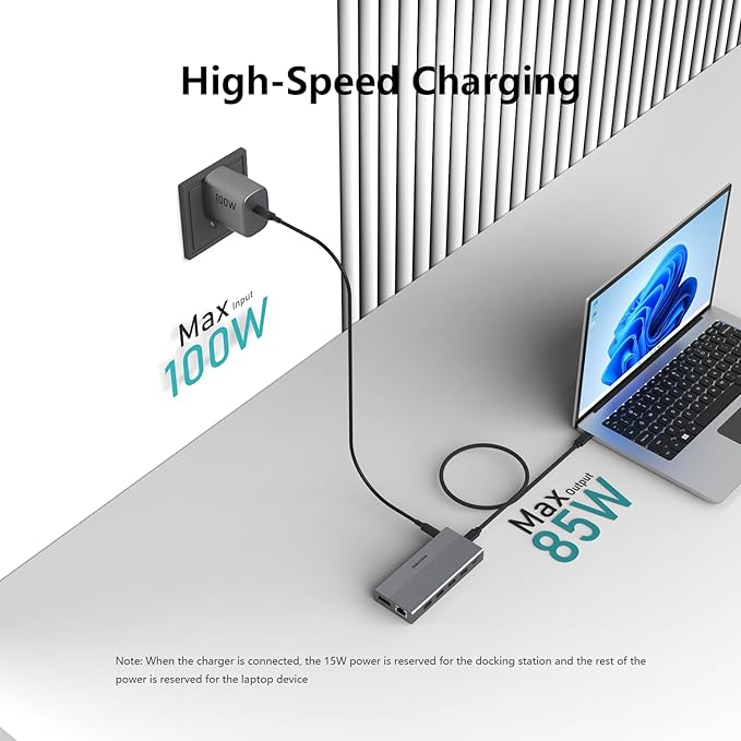 DIKEQINN 13-in-1 USB C Docking Station: Triple 4K Display, 100W Power Delivery, 5Gbps Data Ports, SD/MicroSD Slot - for Dell XPS, HP Laptops & ThinkPad